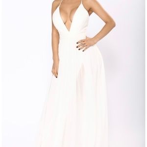 Fashion Nova Flowy White Long Dress